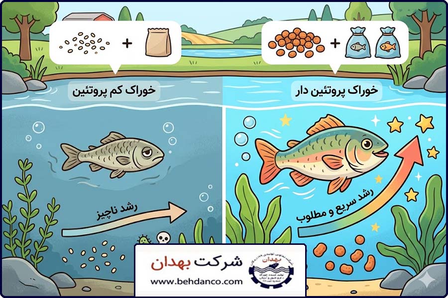 پروتئین در خوراک ماهی | کمبود پروتئین چه تأثیری بر رشد ماهی دارد؟